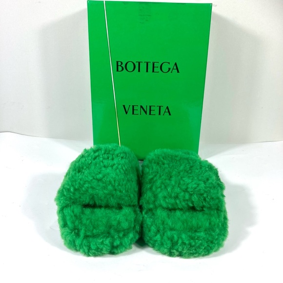 Bottega Veneta Genuine Shearling Slide Sandal Green Size 39 EU - Picture 4 of 17